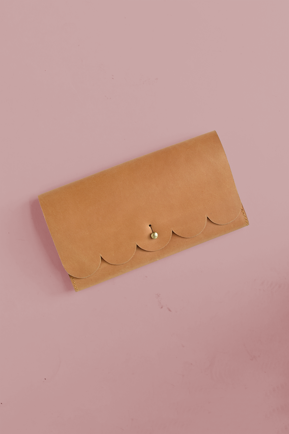 Scalloped Fold Over Leather Wallet