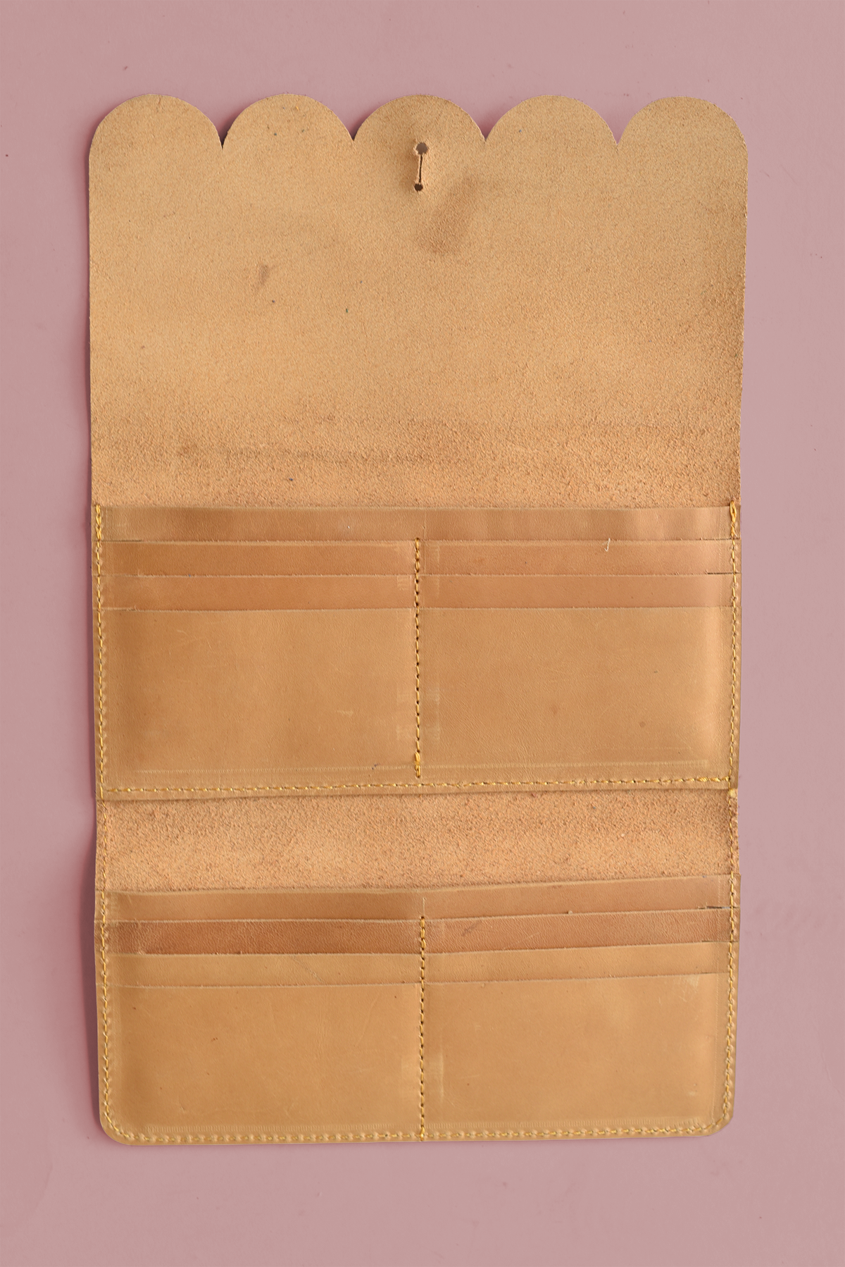 Scalloped Fold Over Leather Wallet