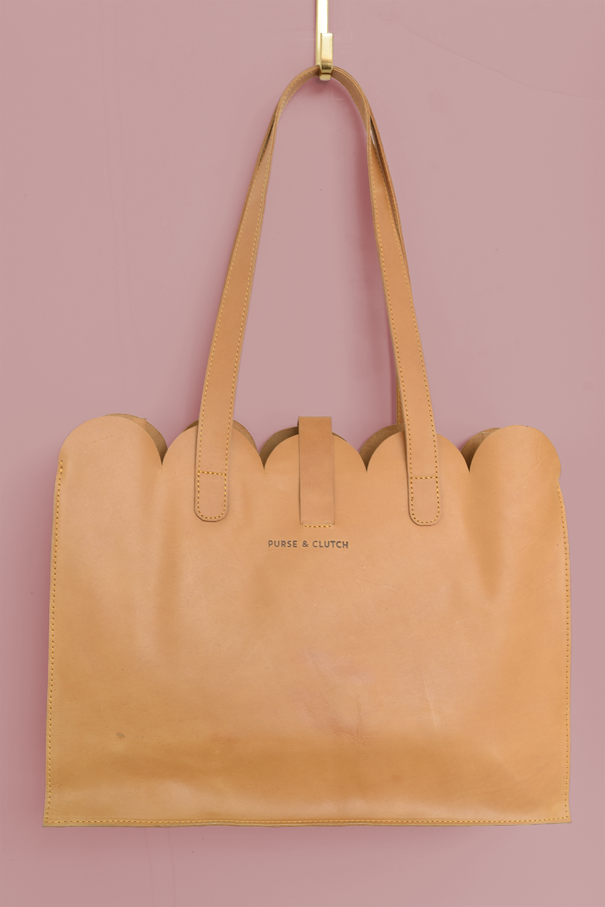Scalloped Large Leather Handbag