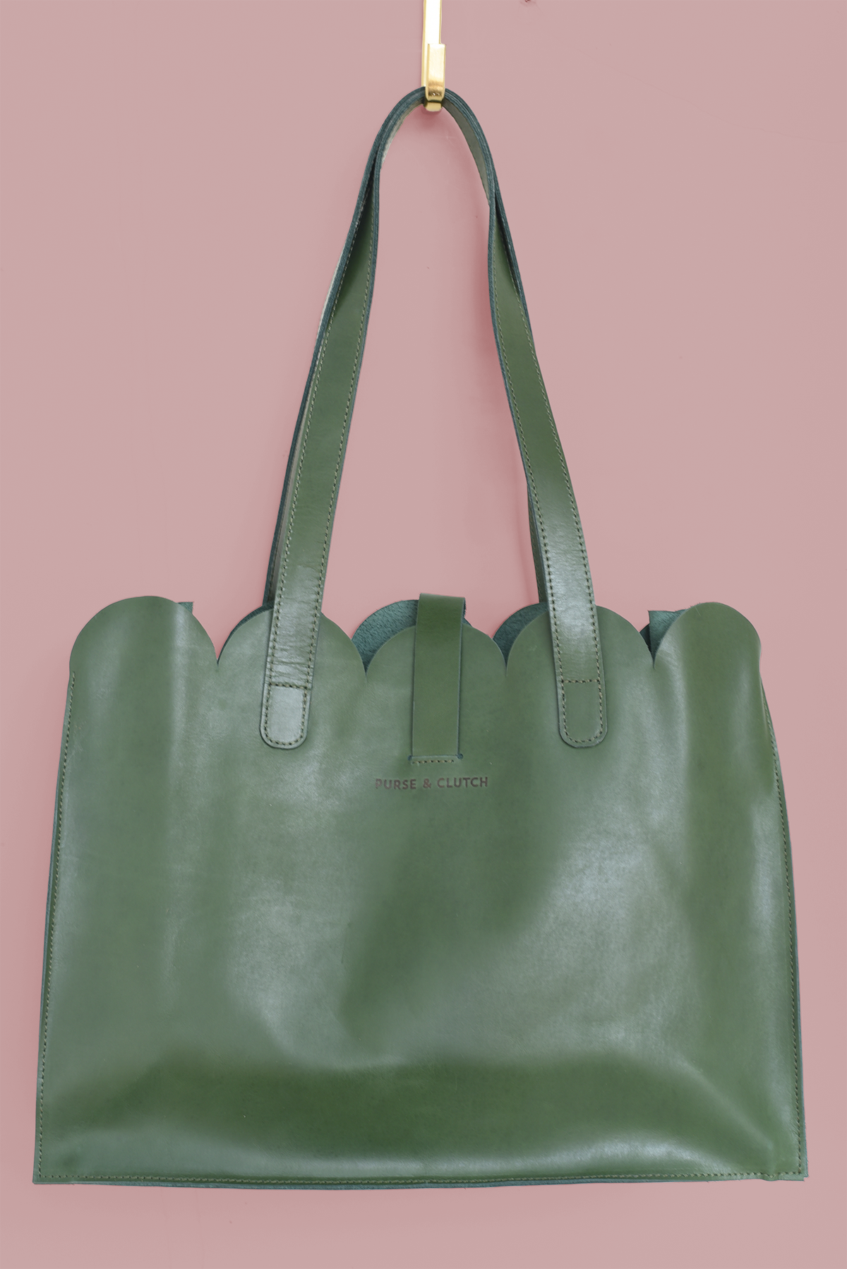 Scalloped Large Leather Handbag