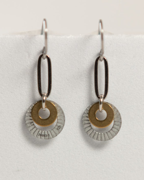 Rise Earrings | Repurposed Automotive Brass & Lock Washers | Stainless Steel Ear Wire