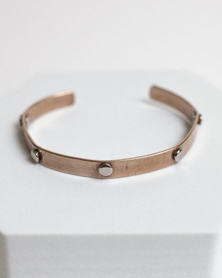 Like A Rock Unisex Cuff | Repurposed Automotive Copper Brake Line & Steel Rivets