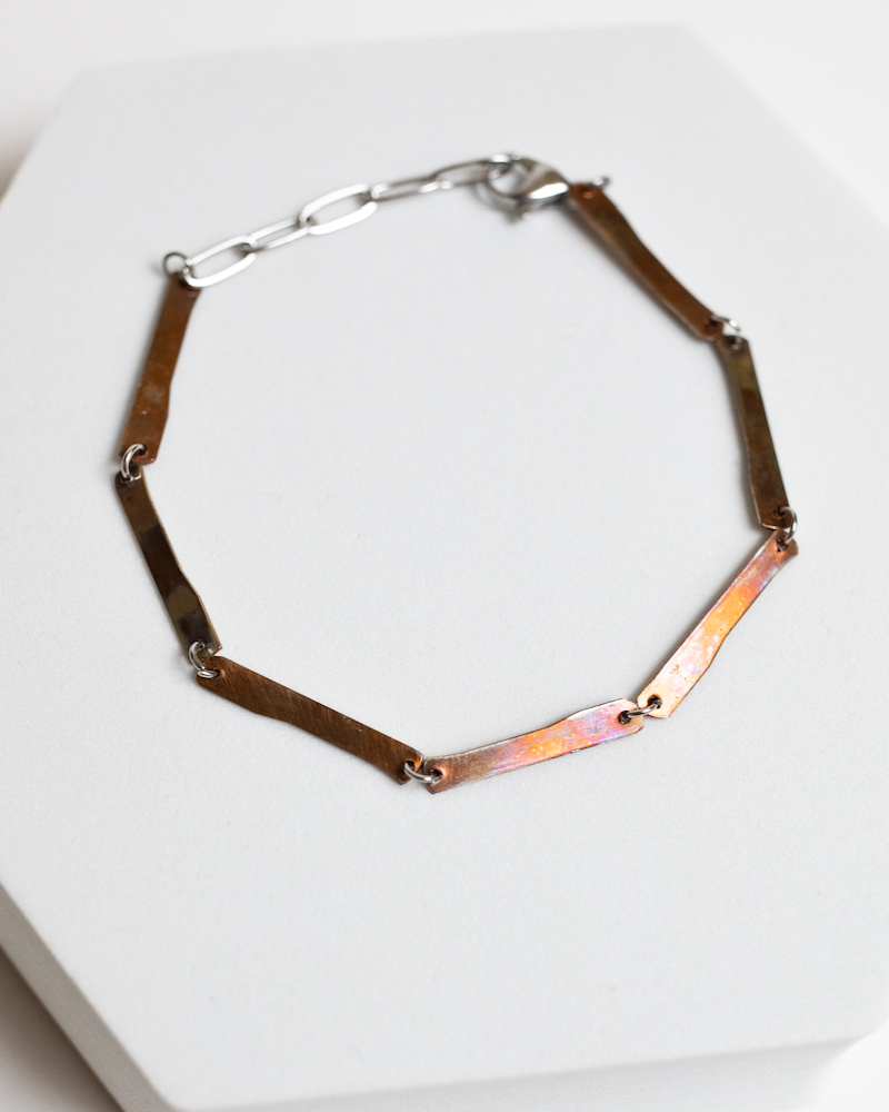 Midnight Train Adjustable Bracelet | Upcycled Automotive Copper & Stainless Steel Paperclip Chain