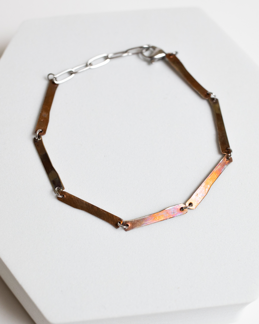 Midnight Train Adjustable Bracelet | Upcycled Automotive Copper & Stainless Steel Paperclip Chain