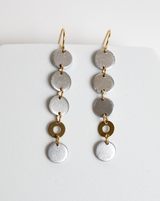 Lose Yourself Earrings | Repurposed Automotive Aluminum & Brass | Gold Plated Ear Wire