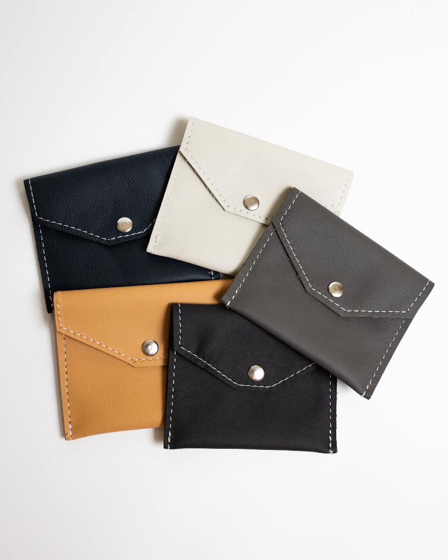Purpose Pouch | Repurposed Automotive Leather Snap Card Holder | Coin Purse | Various Colors