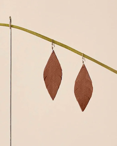 Brown Repurposed Leather Earrings