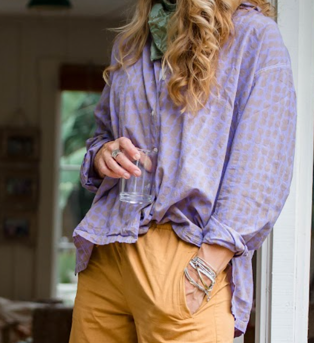 Relaxed Boyfriend Shirt Messy Dot - Lavender Overdye