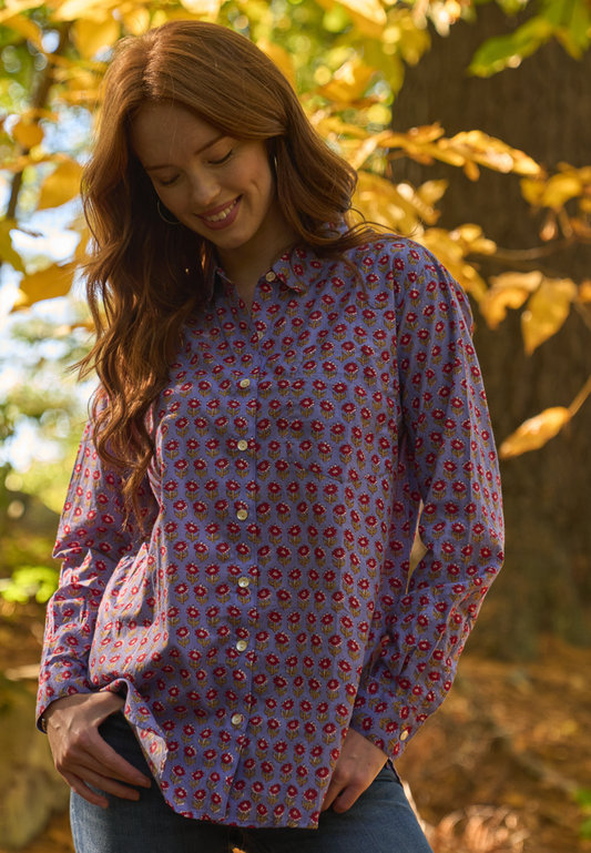 Good Boyfriend Shirt - Emory Floral Sky