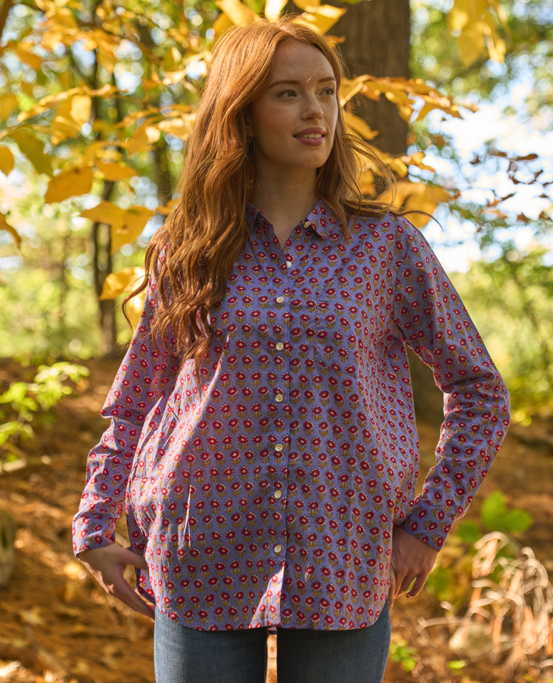 Good Boyfriend Shirt - Emory Floral Sky
