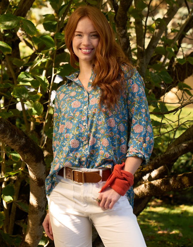 Good Boyfriend Shirt - Devon Floral French Teal