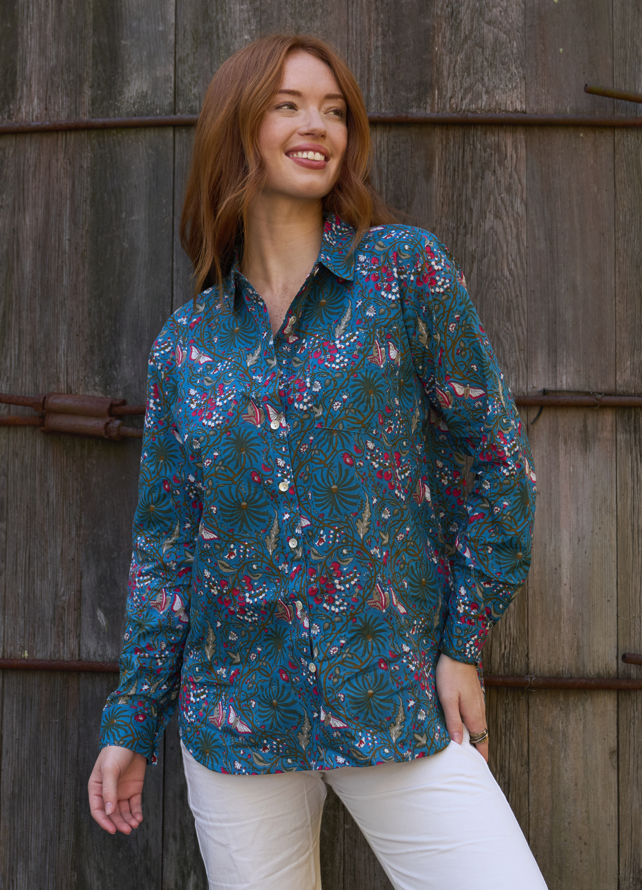 Good Boyfriend Shirt - Monarch Botanical French Teal