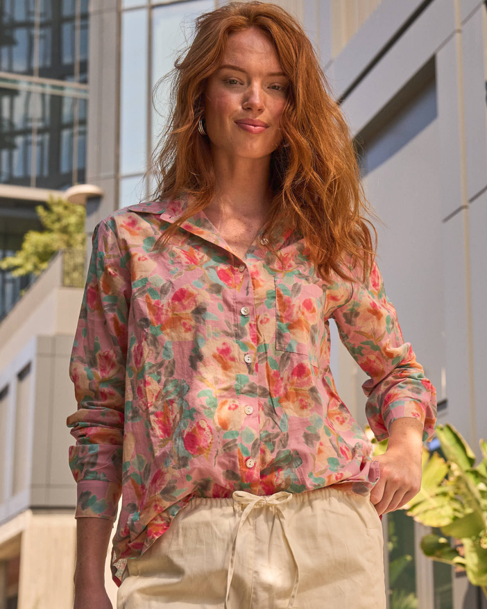 Good Boyfriend Shirt - Watercolor Floral Tickled Pink