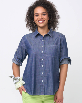 Good Boyfriend Shirt - Chambray Dark Denim Wash