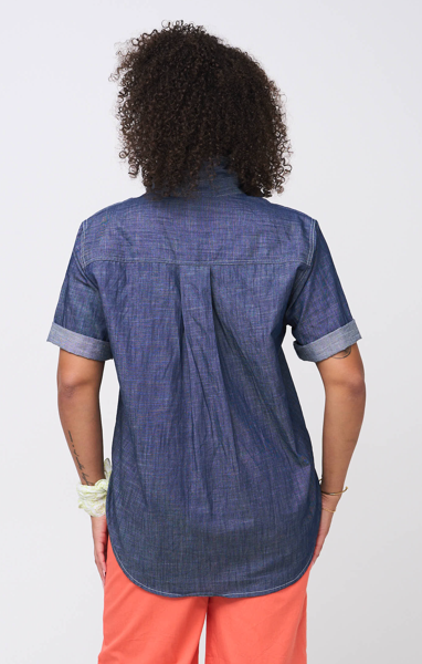 Good Boyfriend Shirt - Short Sleeve Chambray Dark Denim Wash
