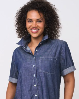 Good Boyfriend Shirt - Short Sleeve Chambray Dark Denim Wash