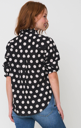 Good Girlfriend Shirt with Ruffle Trim - True Dot Black