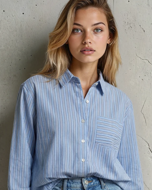 Good Boyfriend Shirt - Tuscan Stripe Cornflower Blue