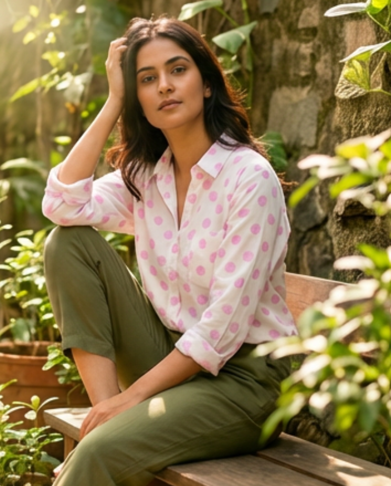 Good Boyfriend Shirt - True Dot White & Tickled Pink