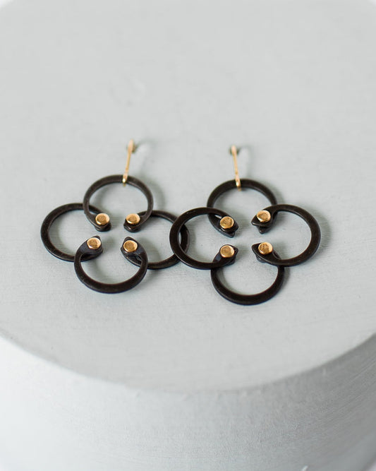 Mini Earrings | Repurposed Auto Retaining Rings & Brass Rivets | Gold Plated Ear Wire