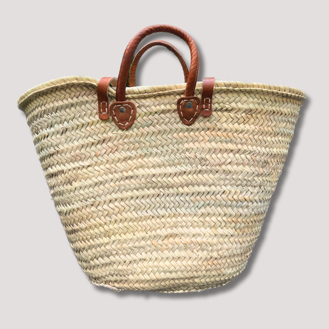 Woven Leather Trimmed Market Basket