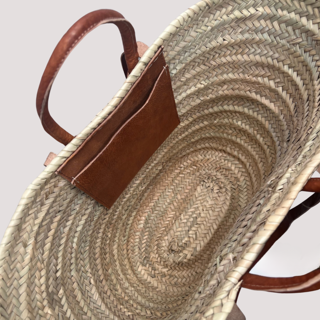 Woven Leather Trimmed Market Basket