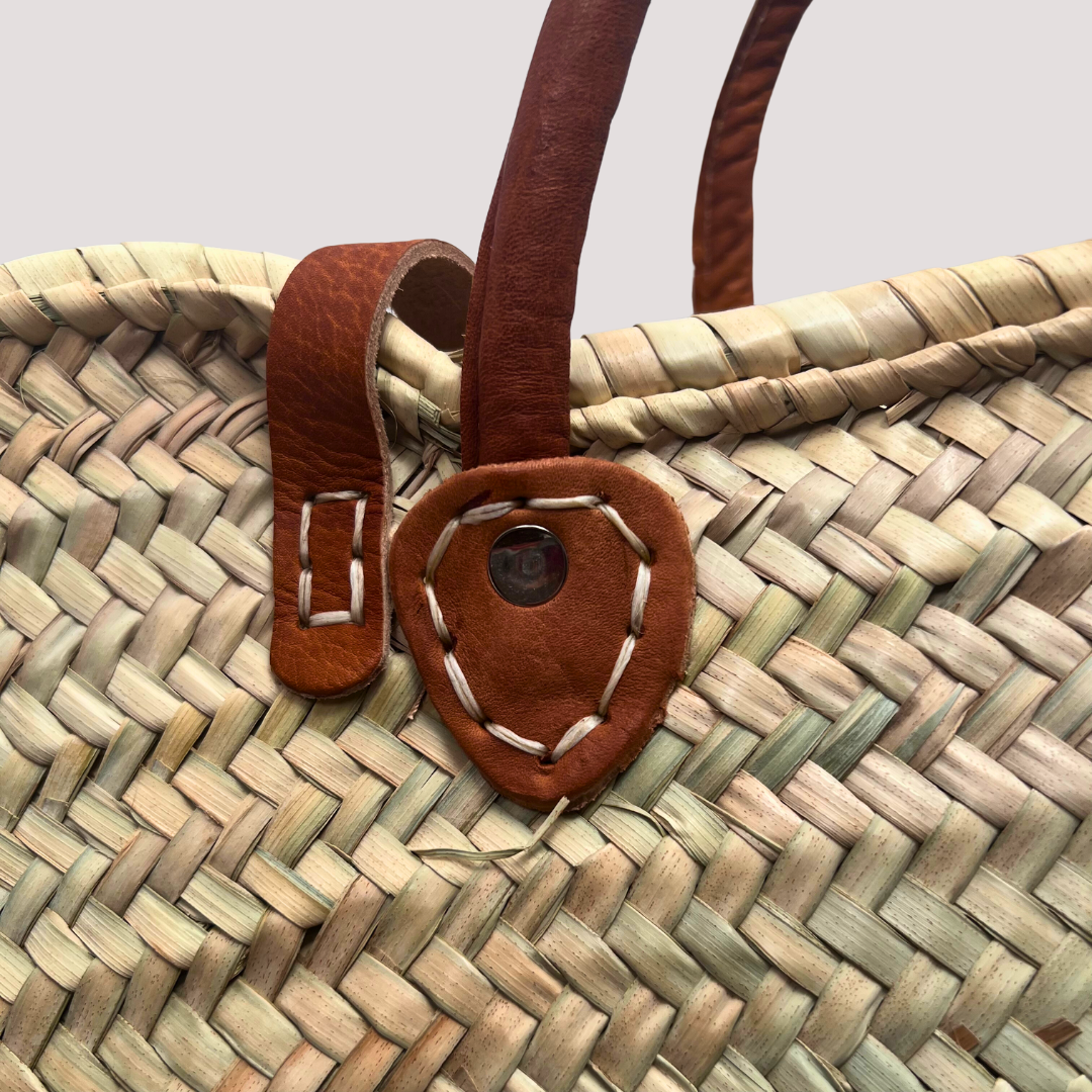 Woven Leather Trimmed Market Basket