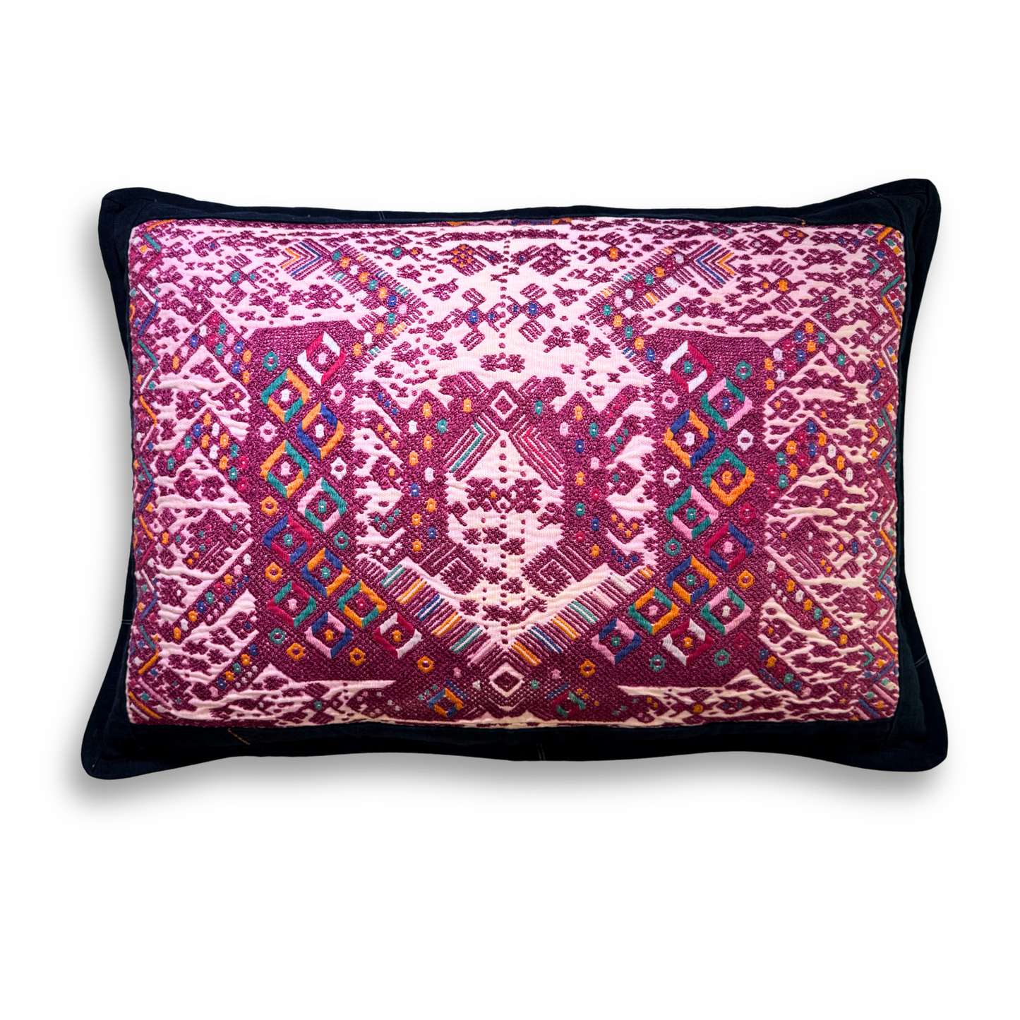 Embroidered Huipil & Handwoven Corte Throw Pillow Cover