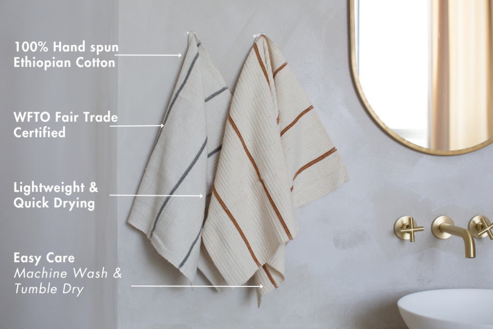Wari Handwoven Ethiopian Cotton Waffle Bath Towel
