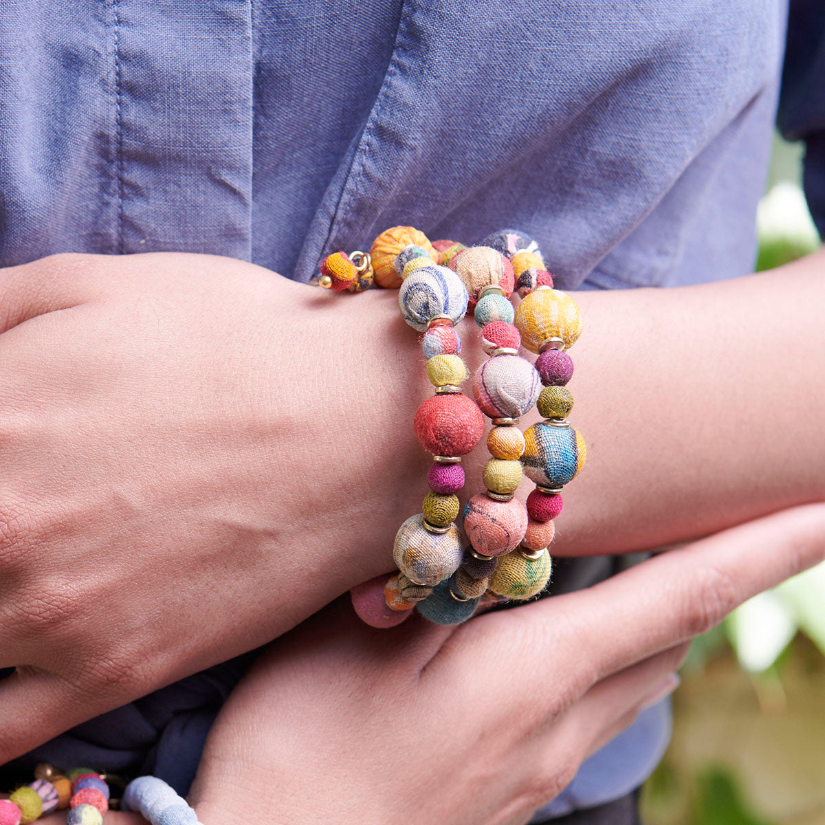 Winding Kantha Bauble Bracelet