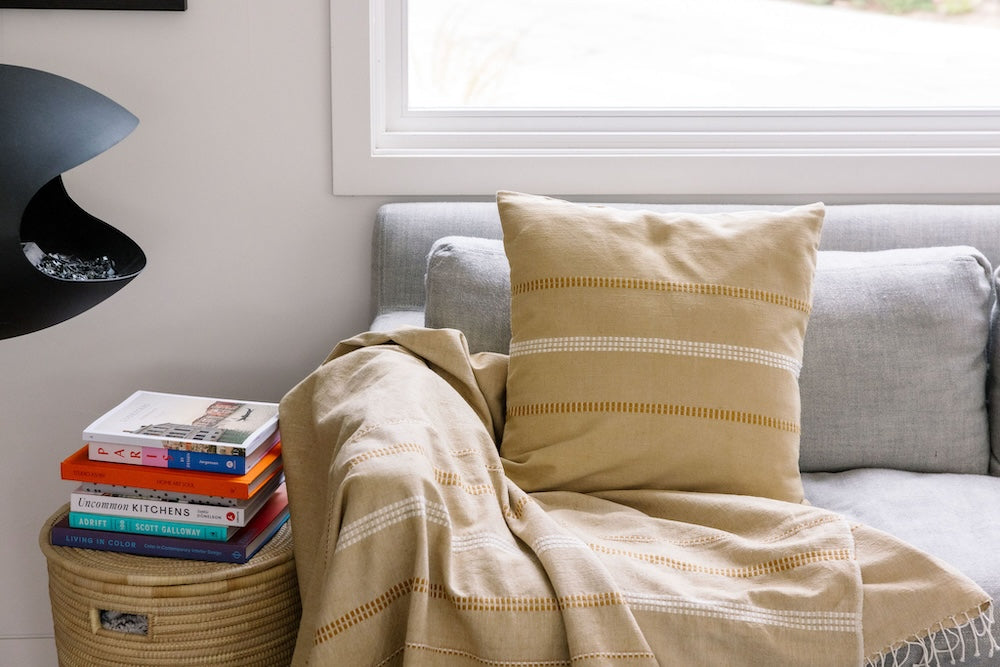 Zenach Handwoven Ethiopian Cotton Throw Pillow (Without Inserts)