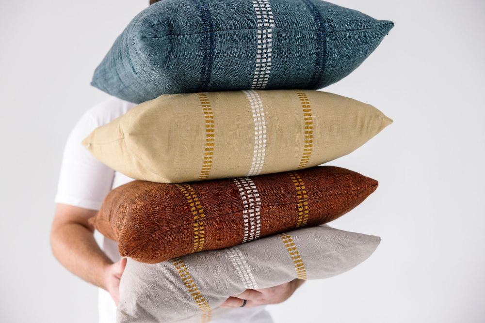 Zenach Handwoven Ethiopian Cotton Throw Pillow (Without Inserts)