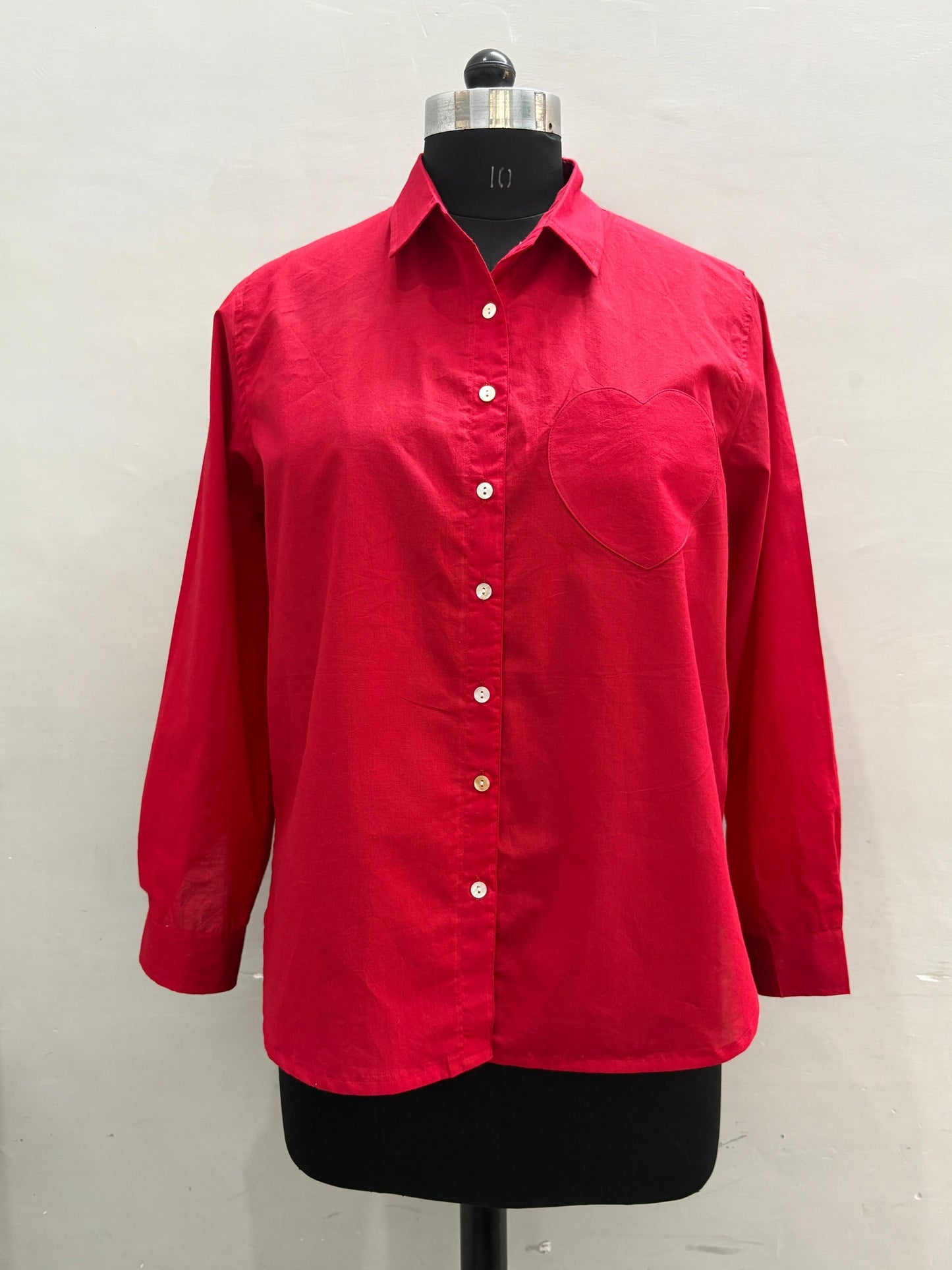 Good Boyfriend Shirt with Heart Pocket Cherry Red