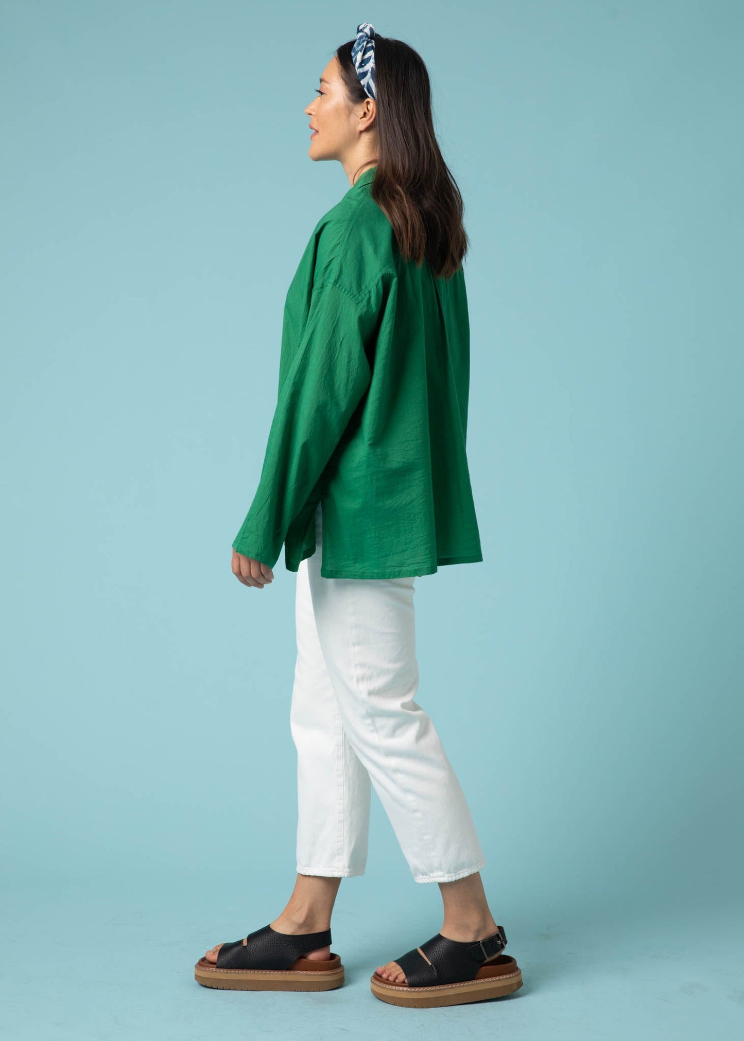 Relaxed Boyfriend Shirt - Kelly Green - FINAL SALE