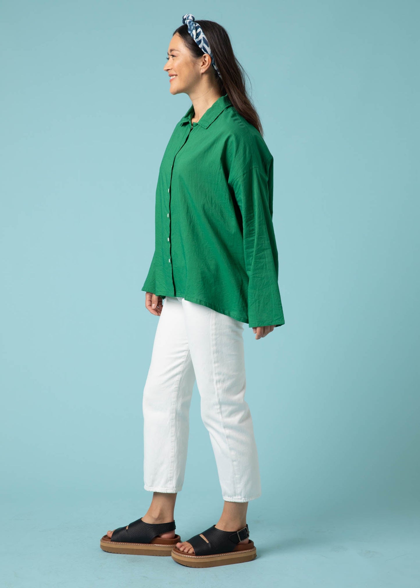 Relaxed Boyfriend Shirt - Kelly Green - FINAL SALE