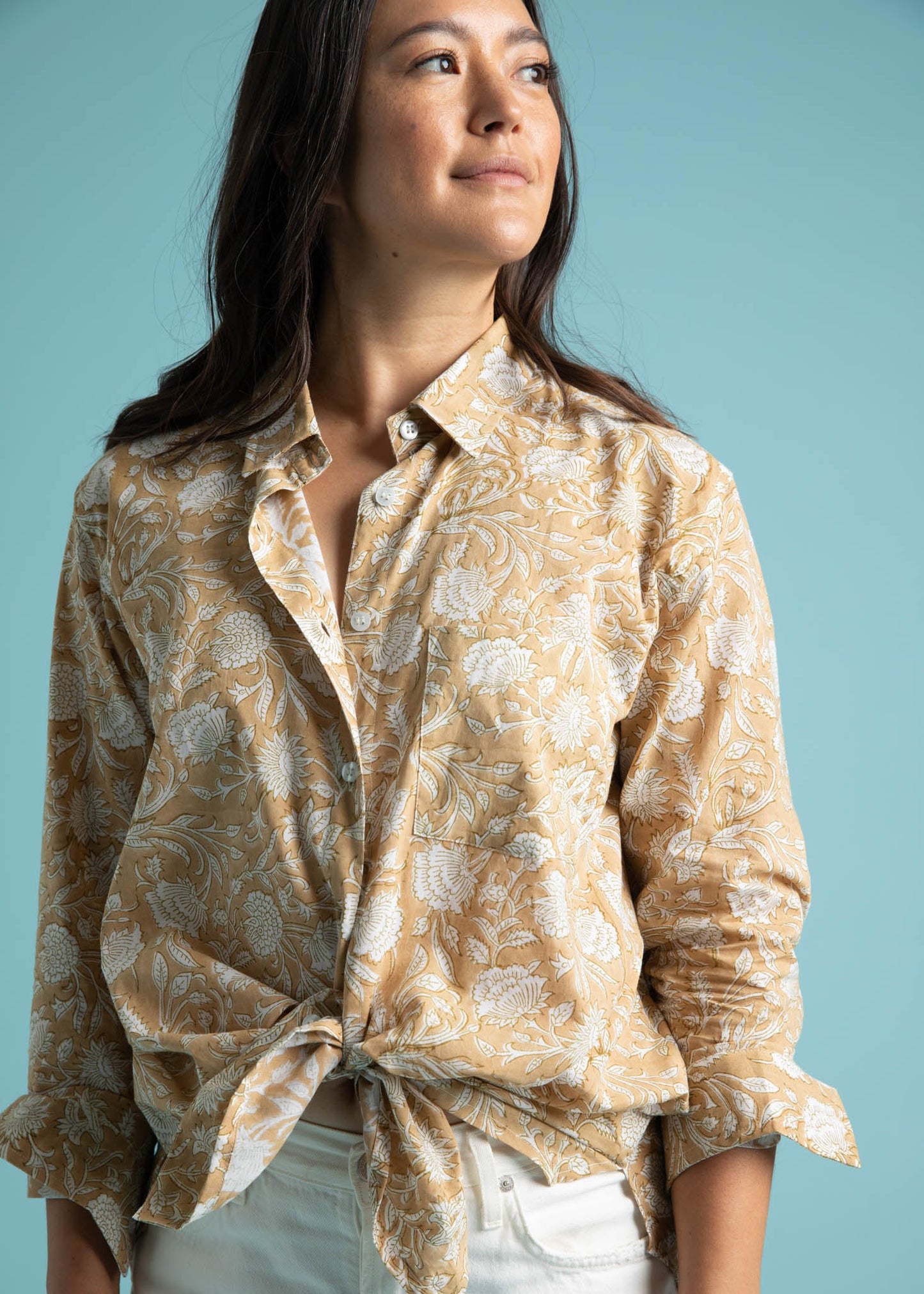 Good Boyfriend Shirt - Floral Escape Baked Clay & Olive Oil