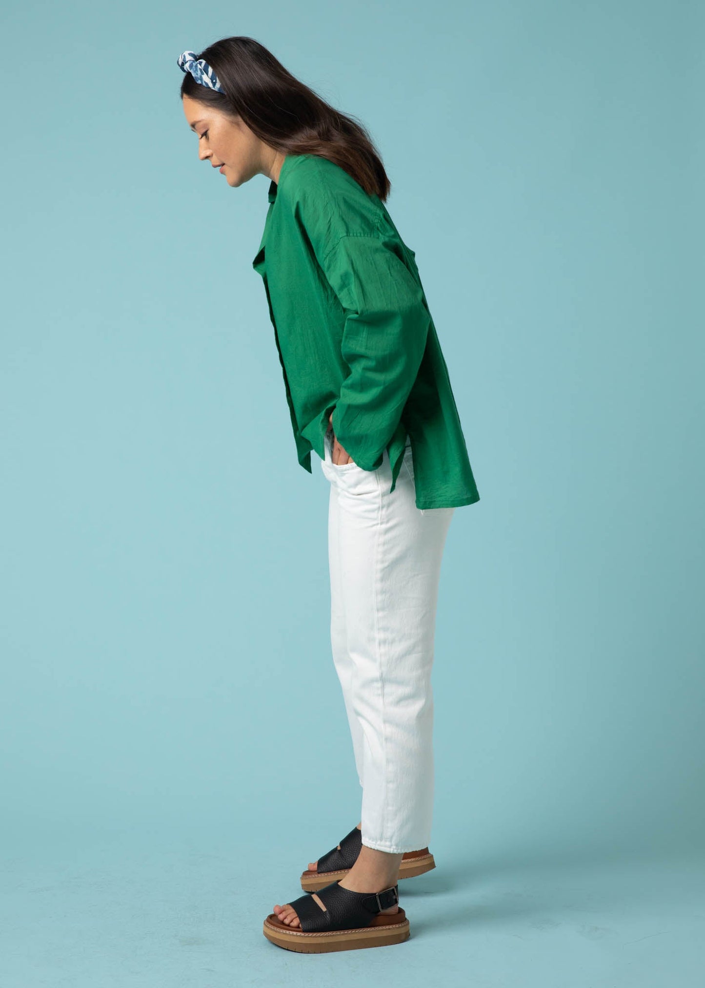 Relaxed Boyfriend Shirt - Kelly Green - FINAL SALE