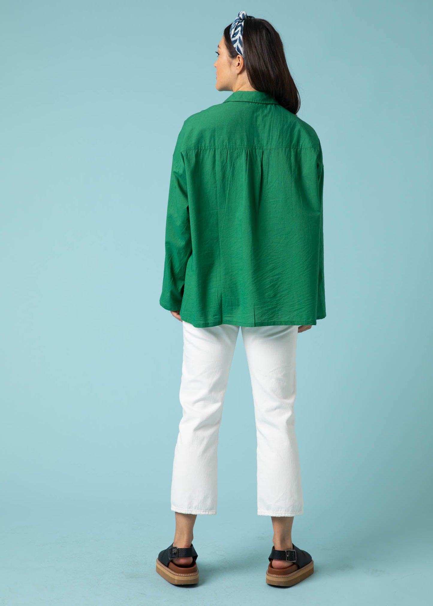 Relaxed Boyfriend Shirt - Kelly Green - FINAL SALE