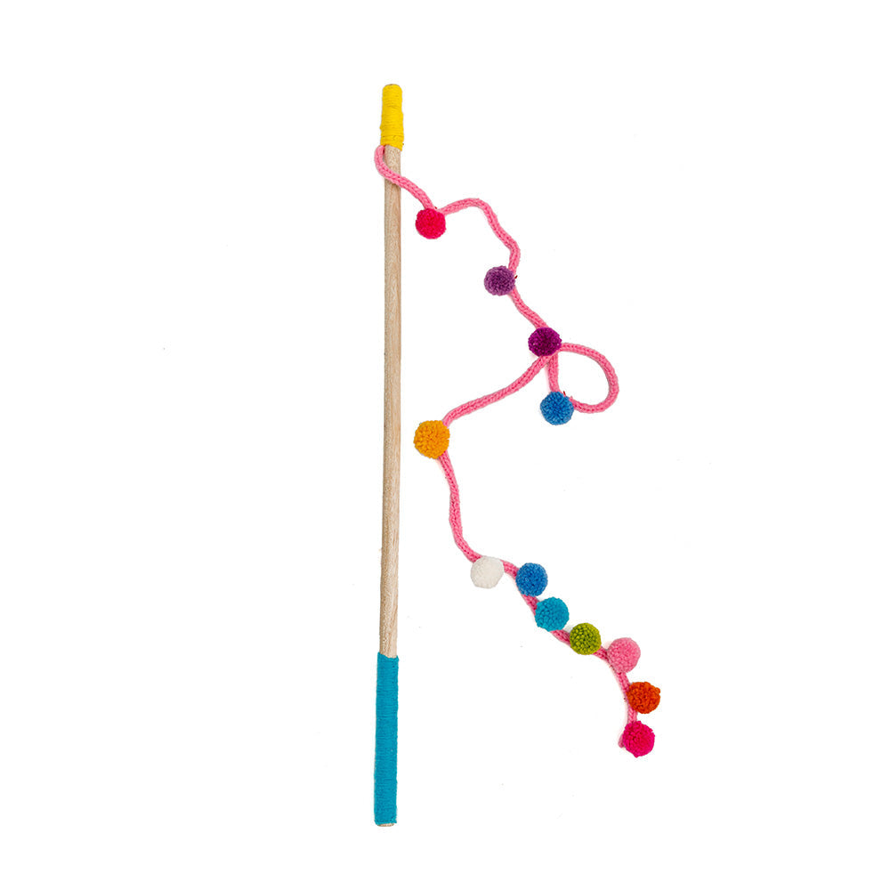 Wooly Cat Wand Toy - Pom Pom