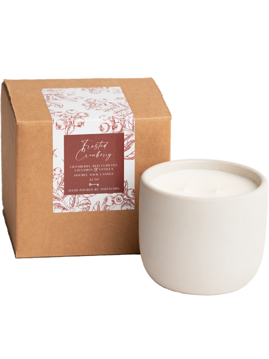 Frosted Cranberry Cement Candle