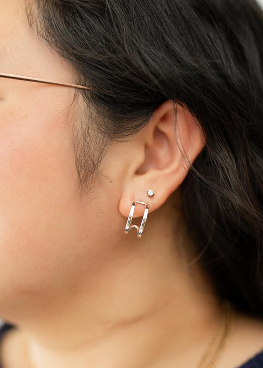 Open Arc Hoop Earrings | Silver