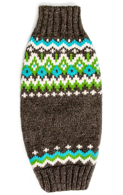 Charcoal Fairisle Wool Dog Sweater