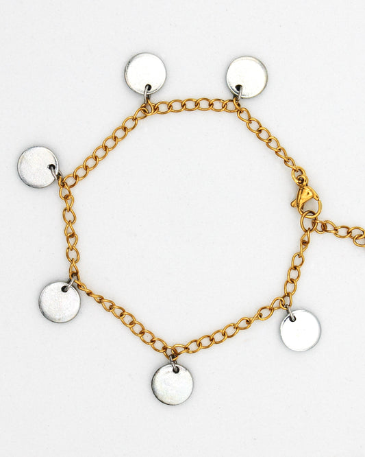 Worthy Charm Bracelet | Repurposed Steel Auto Parts | Adjustable 18K Gold Plated Chain