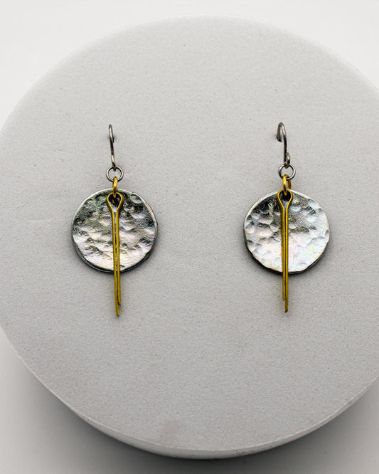 Full Circle Earrings | Repurposed Steel & Brass Automotive Parts | Stainless Steel Ear Wire