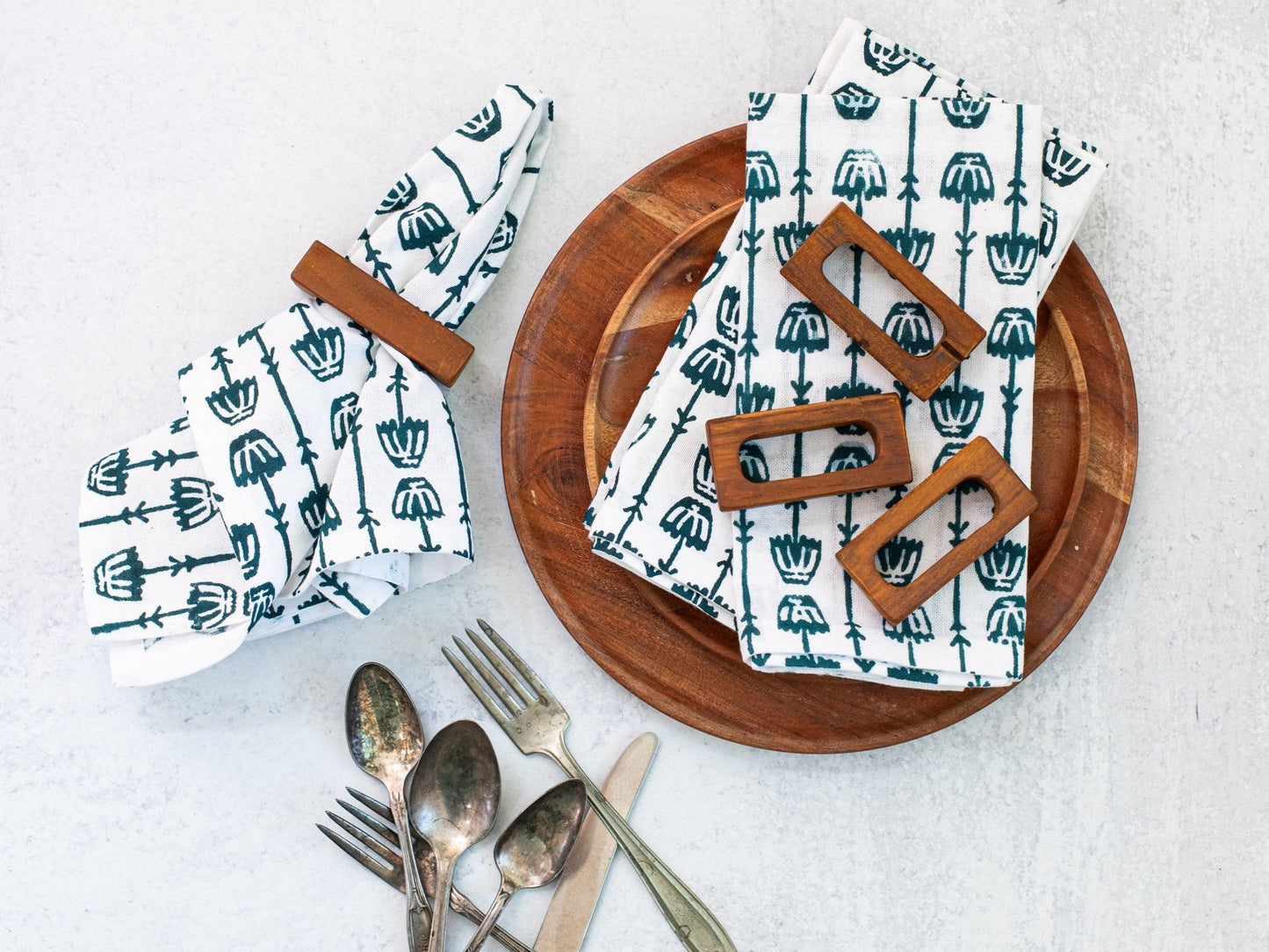 Dinner Napkins (set of 4) - Mosaic Flower, Midnight