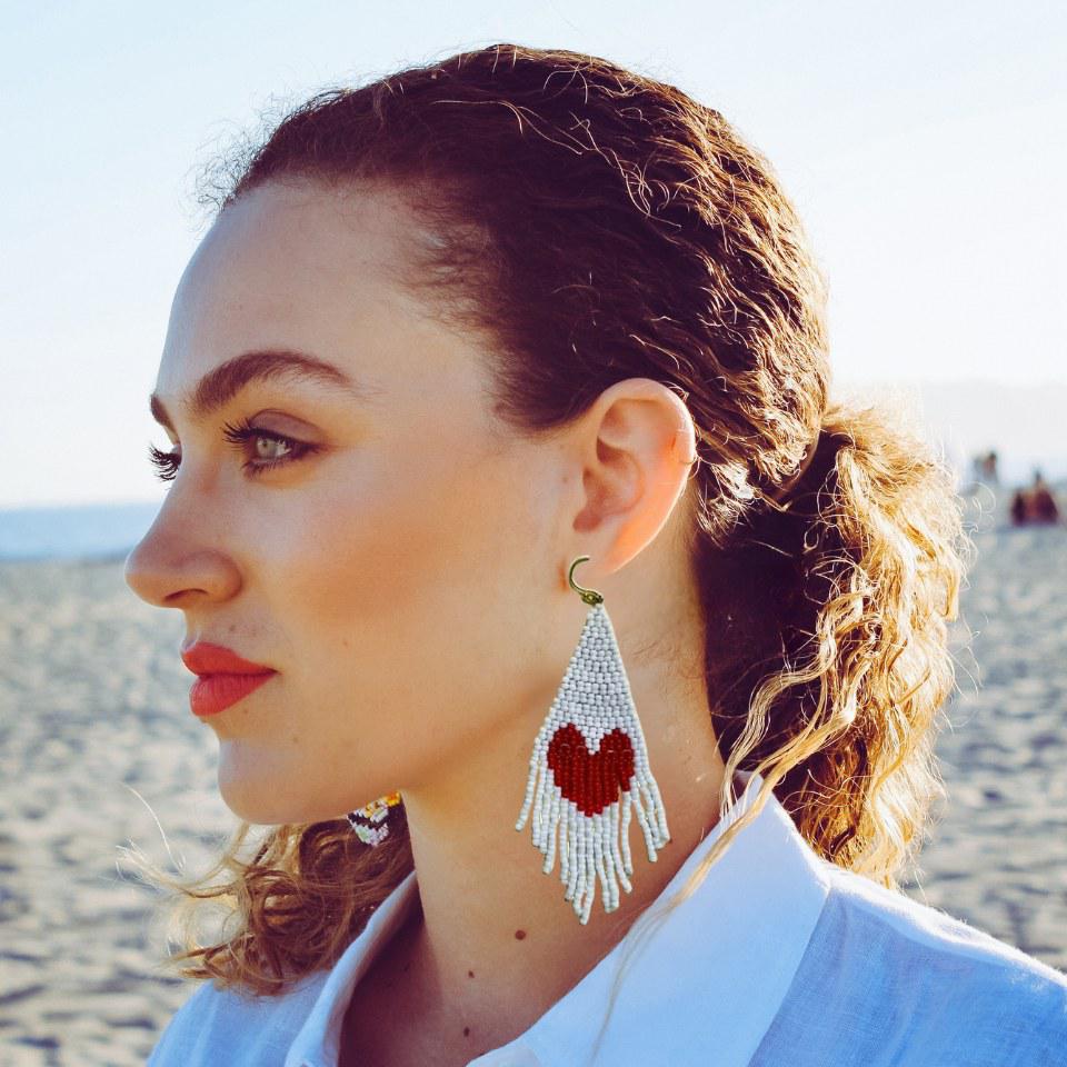 Heartfelt Valentine's Day Seed Bead Earrings - Thailand