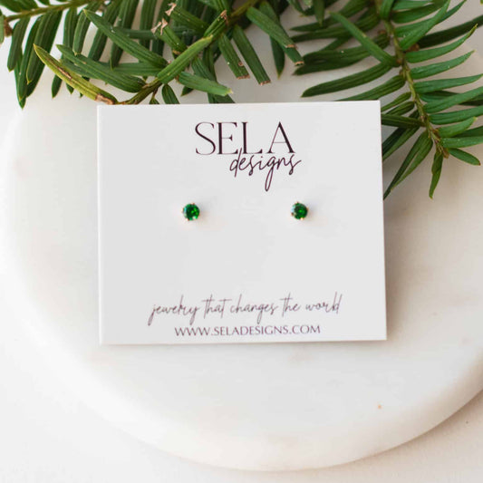 Emerald Crystal Stud Earrings