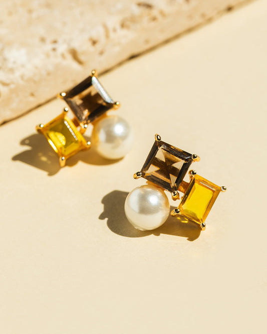 Citrine Cluster Studs