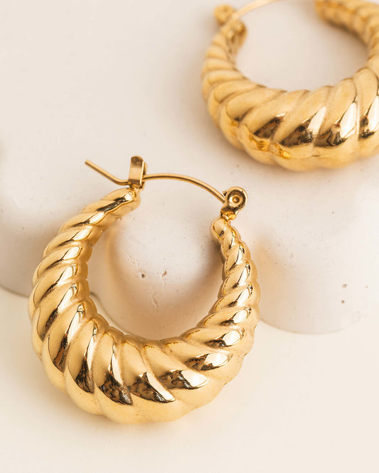 Gold Croissant Hoops - Trades of Hope 