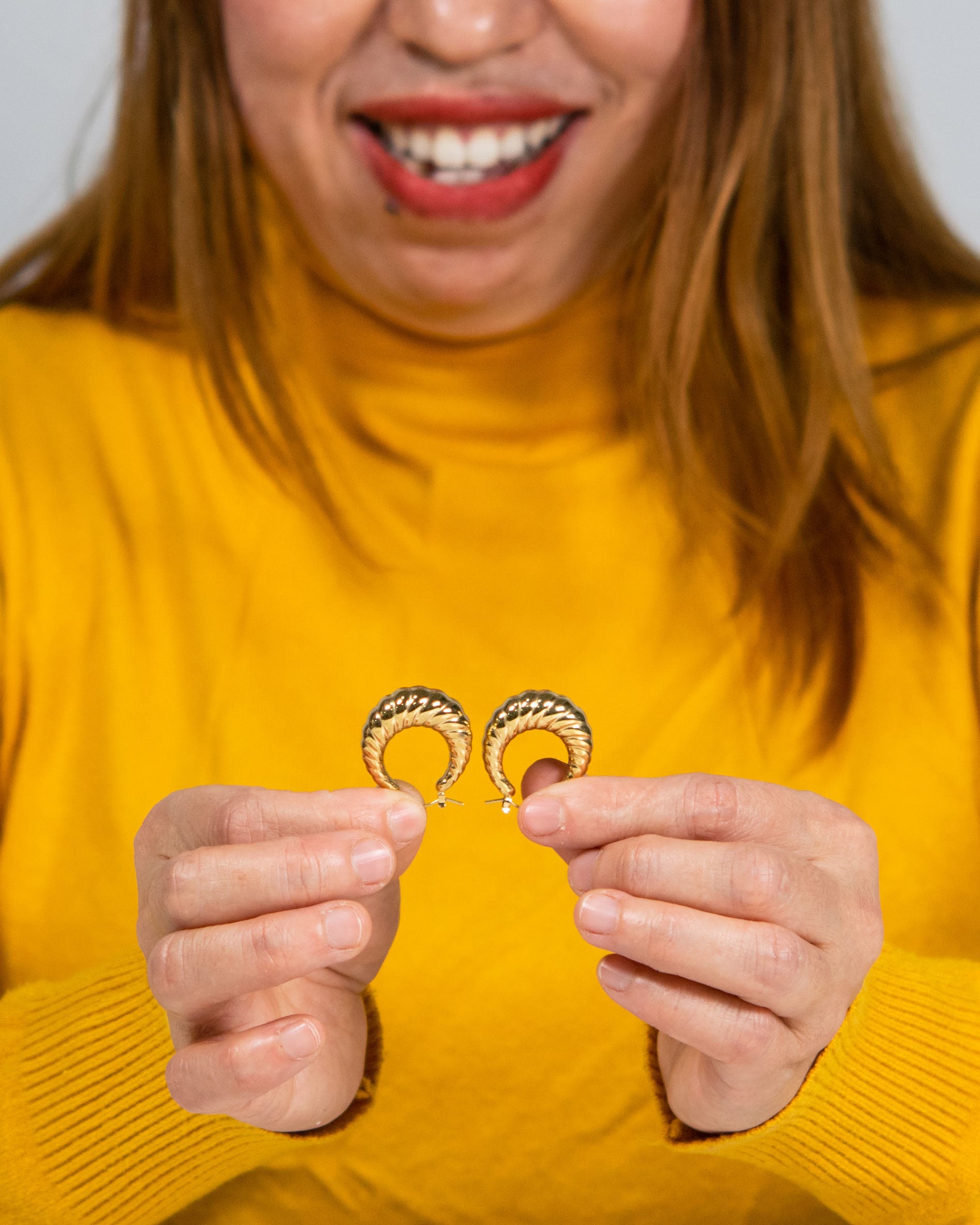 Gold Croissant Hoops - Trades of Hope 